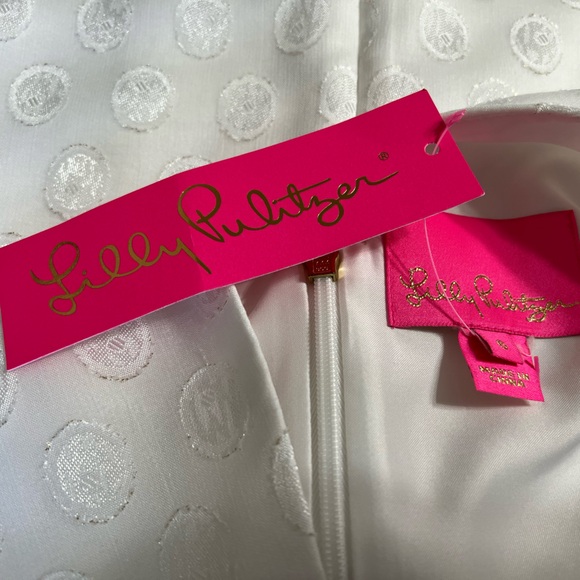 Lilly Pulitzer Brandi Shift Resort White Foil Printed Polka Dot Size 6 - Picture 8 of 9
